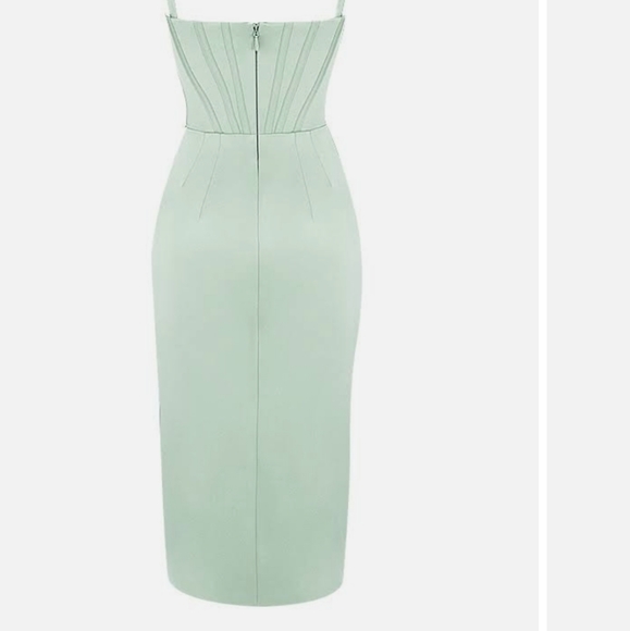 House of cb FAYE PISTACHIO SATIN CORSET MIDI DRESS small s - Picture 6 of 6